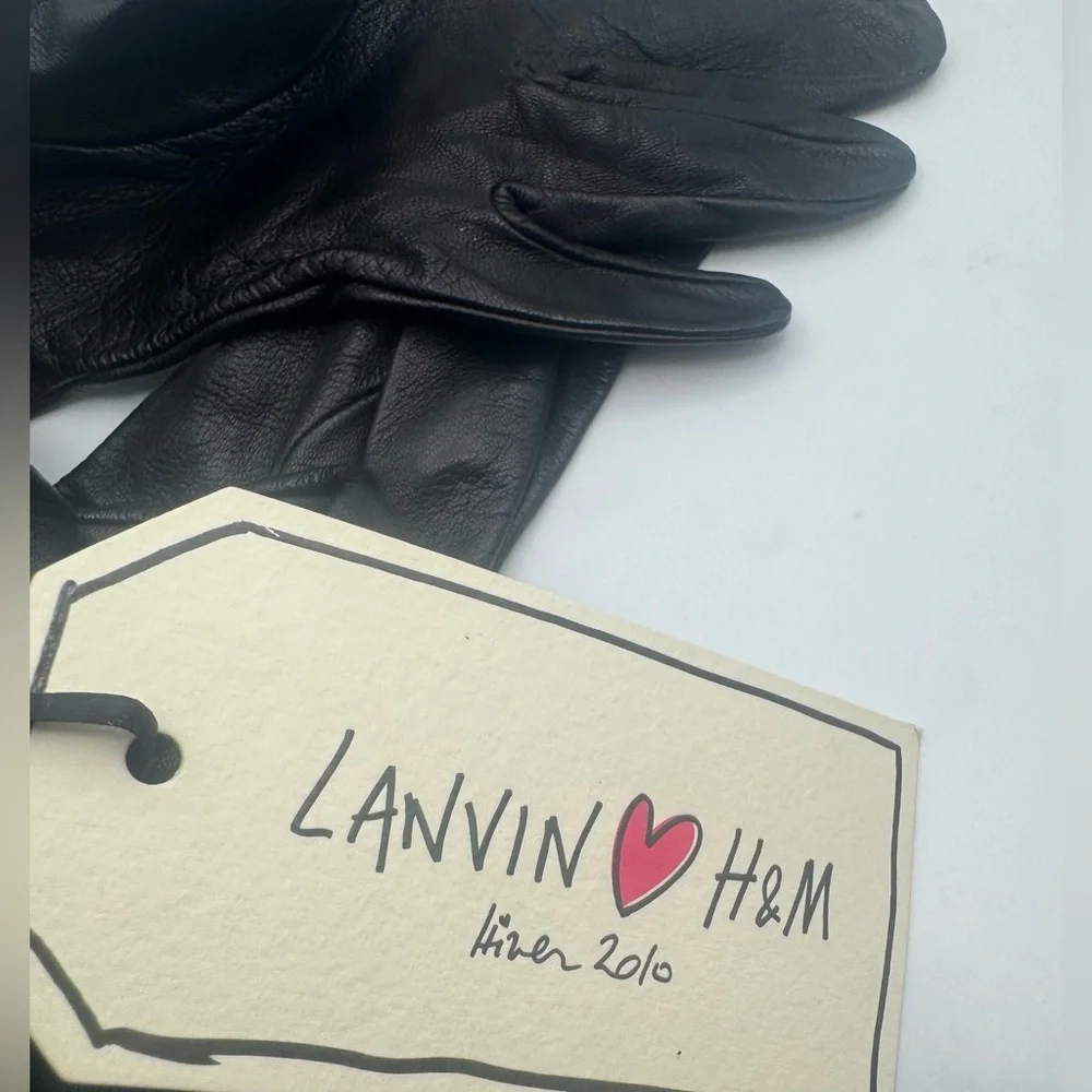 NWT Lanvin X H&M Sample Piece Leather Long Black Gloves
